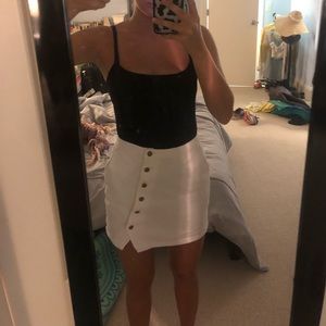 White asymmetrical button up skirt!